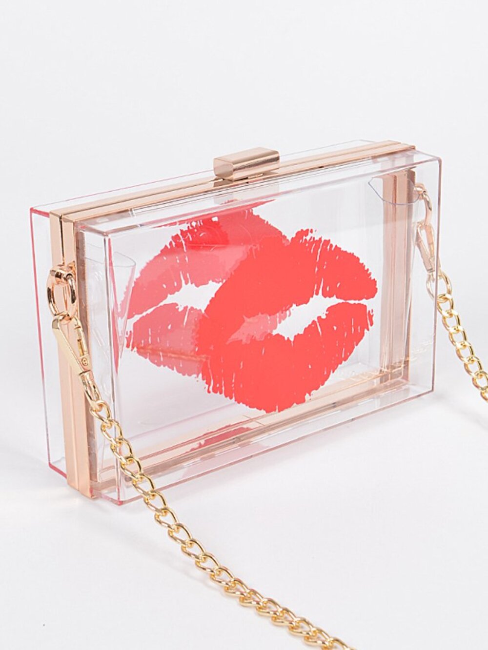 Clear Waterproof Clutch/ Crossbody W/ Lipstick Print- NWT - Stadium Approved